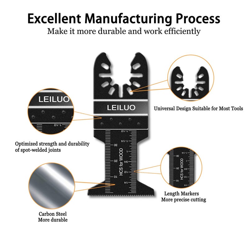 LEILUO 50Pcs Multitool Blade Kits for Wood Nails Drywall Cutting Oscillating Saw Blades Universal Oscillating Tool Blades with Storage Bag Compatible with DeWalt Makita Dremel and More - Image 5